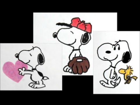 人気キャラクター かわいいスヌーピー 3匹 描いてみた How To Draw Snoopy 스누피 그림 Youtube