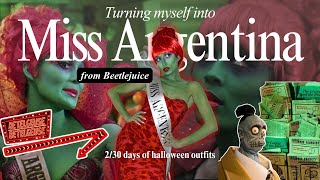 Miss Argentina (Beetlejuice) Halloween Costume Tutorial 💚 | 30 Days of Halloween Outfits - Day 2