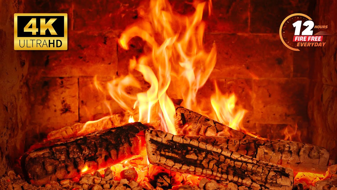 🔥 Cozy Fireplace 4K (12 HOURS). Fireplace with Crackling Fire Sounds ...