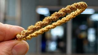 Unbelievable Speed of Traditional Gold Weaving for High End Jewelry Factory