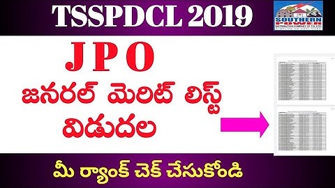 TSSPDCL 2019 || JPO General list out...