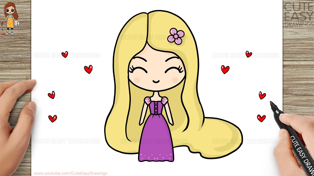 How to Draw Cute Rapunzel Easy || Disney Princess Drawing Easy ...