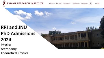 Raman Research Institute PhD admissions 2024 II PhD admission 2024