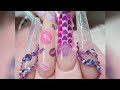 Extreme Length Acrylic Extensions - Valentine Theme - Textured Nail Art