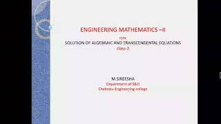ENGINEERING MATHEMATICS II //FALSE POSITION METHOD(REGULA- FALSI METHOD)