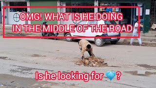 in the middle of the road, what is he doing | surprise in Mon town | sheanglih konyak