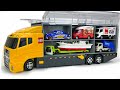 トミカ☆工事車・救急車・バス・消防車を開封!コンボイへ収納!Tomica☆Working Trucks, Ambulance, Fire Engine Loaded into Convoy!