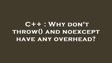 C++ : Why don