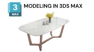 how to model a modern dining table in 3d max - with marble top and solid wood base
