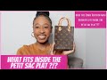 WILL THE MINI POCHETTE FIT INSIDE THE LOUIS VUITTON PETIT SAC PLAT!!! || WHAT FITS INSIDE MY BAG