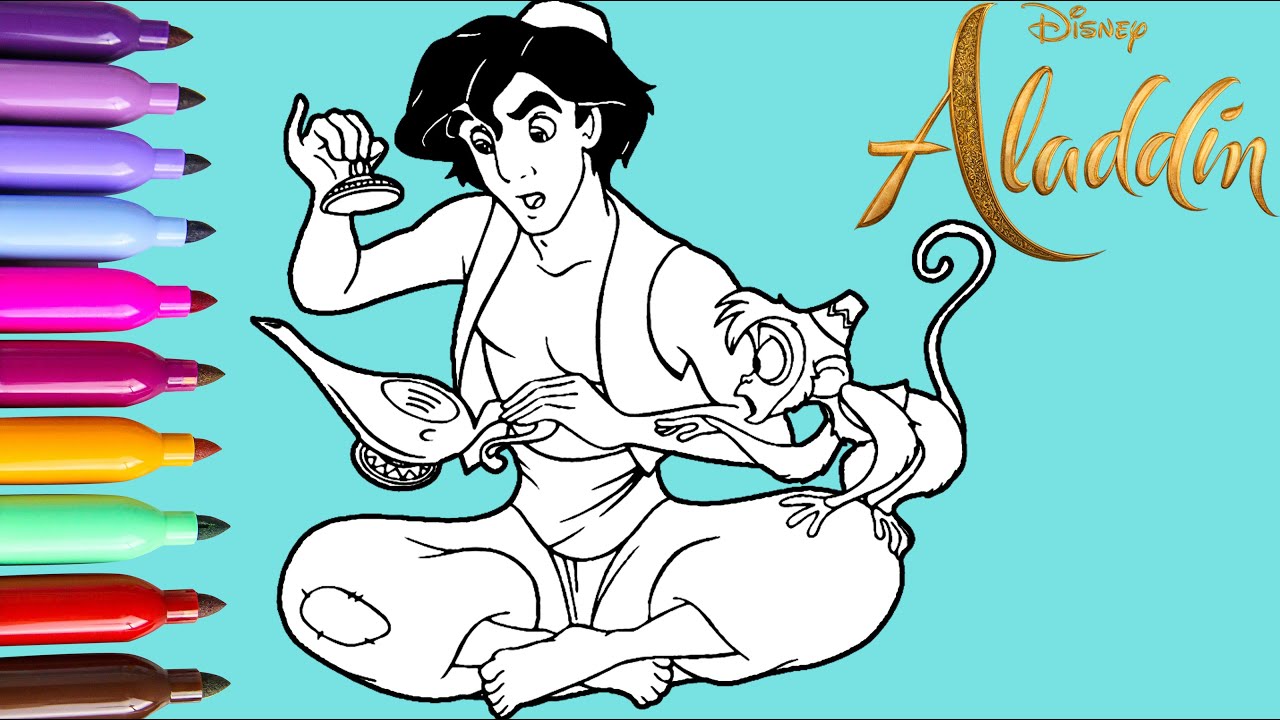 Aladdin Coloring Pages Learn Colors Coloring Videos for Kids YouTube