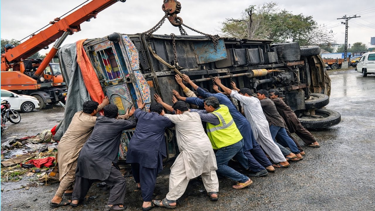 Overloaded Truck Broke Failure || Truck Overturned in Middle of Road || Driver Died on spot 