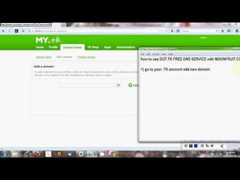 how to use dot.tk free DNS service with moonfruit.com