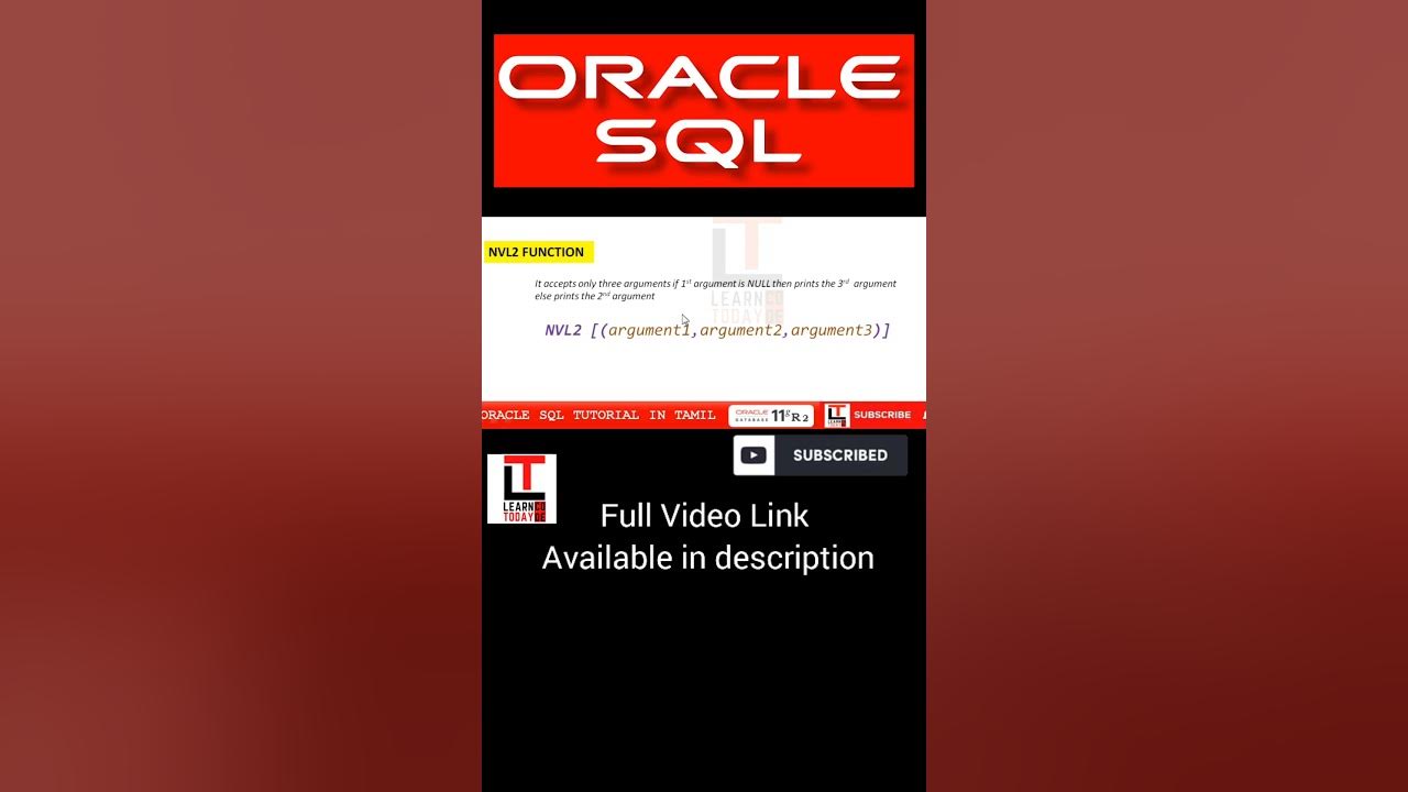 Oracle sql tutorial in tamil nvl2 function learncodetodaytamil youtube