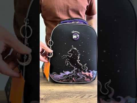 Рюкзак шкільний каркасний YES H-100 Magic Unicorn 35х28х15 см, 15 л, чорний (559543), видео 1