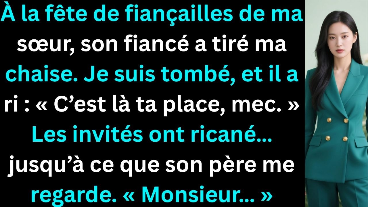 À la fête de ma sœur, son fiancé a retiré ma chaise, je suis tombé.