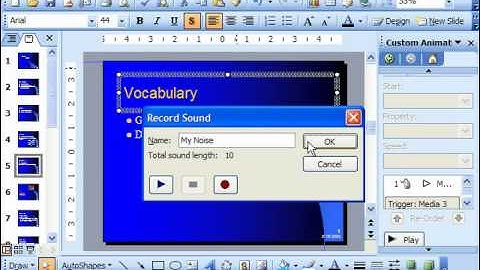 PowerPoint 2003 Tutorial Recording a Sound 2003, XP & 2000 Microsoft Training Lesson 11.4
