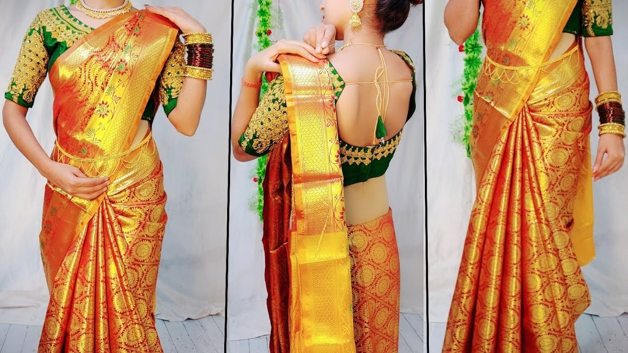 SILK SAREE DRAPING TUTORIAL FOR BEGINNERS GUIDE|BRIDAL SAREE ...