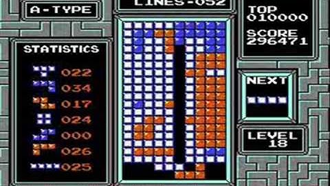 NES Tetris "fastest 999999" by Jean-François Lapointe (Acmlm) in 03:11.78