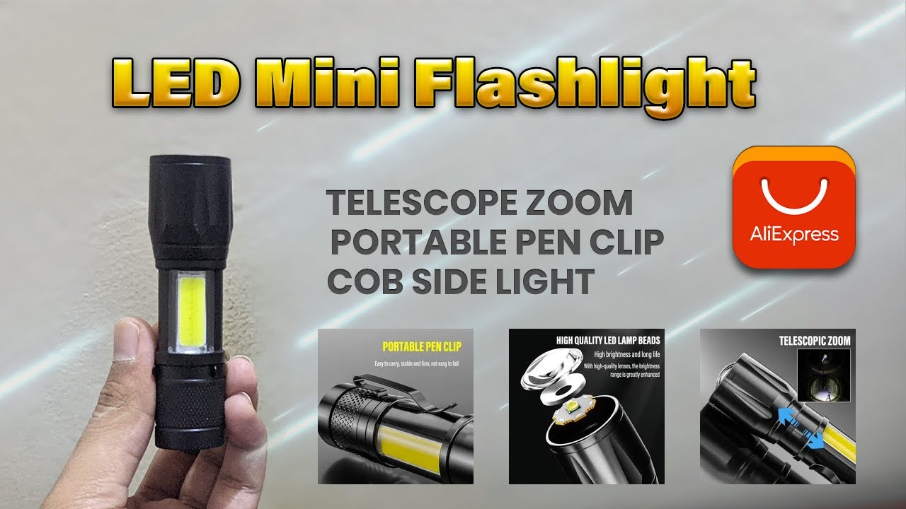 USB Rechargeable Mini LED Torch Light Zoomable XPE COB LED Flashlight