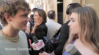 Wednesday&#39;s Hunter Doohan Talks Working With Jenna Ortega at &quot;Gold Meets Golden&quot; 2023 Red Carpet