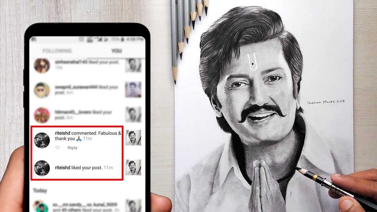 Drawing Ritesha Drawing Ritesh Deshmukh | Mauli Movie | Shubham Maske ArtStudio - YouTube
