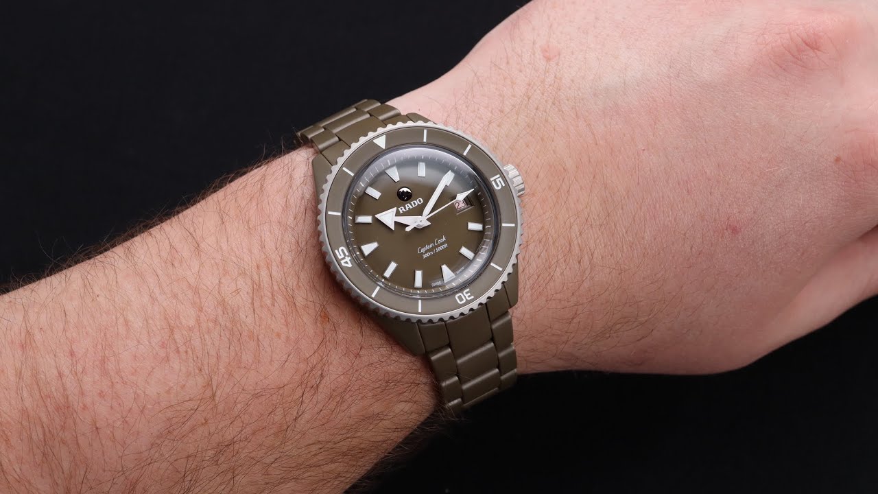 Olive Green Full Ceramic Rado Captain Cook! - YouTube