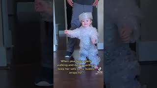 Baby Wears Bubble Wrap For Protection First Steps
