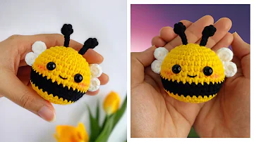 Crochet Bee Keychain - Cute & Small Amigurumi Bee Free Pattern