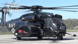 US Navy Sikorsky MH-53E Sea Dragon Preflight - Start Up - Takeoff from Tri-Cities Airport 10Apr23