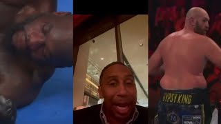 STEPHEN A SMITH REACTS TO TYSON FURY KNOCKING OUT DEONTAY WILDER + IMMEDIATE CROWD REACTION