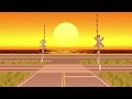 踏切と夕暮れ　Animated railroad crossing and Sunset｜踏切子供向けアニメ動画