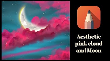 Autodesk sketchbook - Draw a aesthetic pink clouds & moon in iPad #digitalart #lofi #Calm #ipad