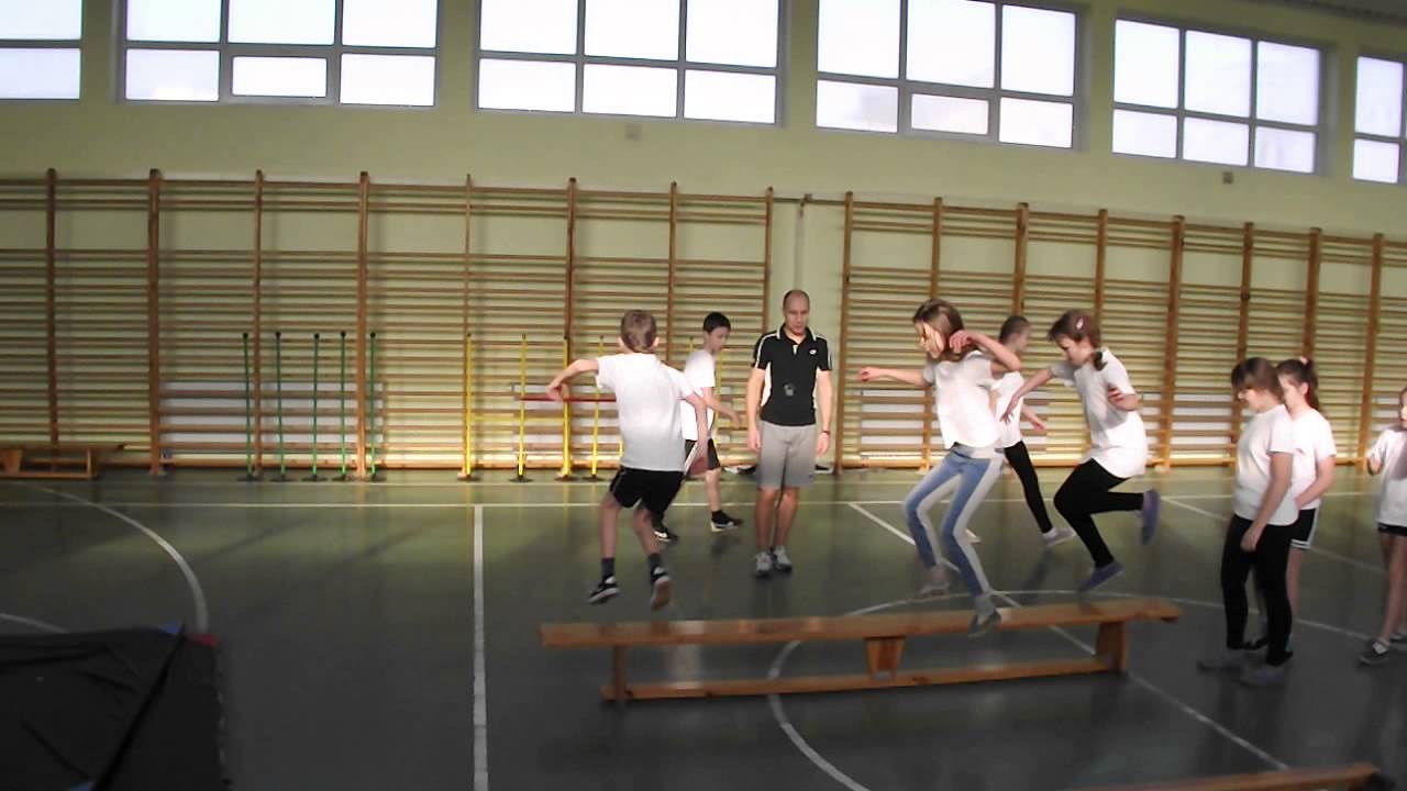 Rozgrzewka do ćwiczeń w obwodzie stacyjnym klasy IV i V KOSZELEWY