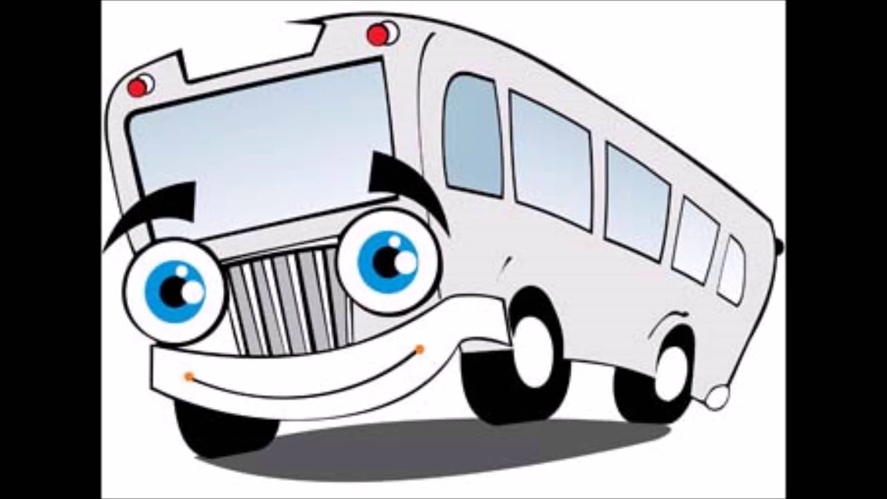 Автобус с глазами на белом фоне
