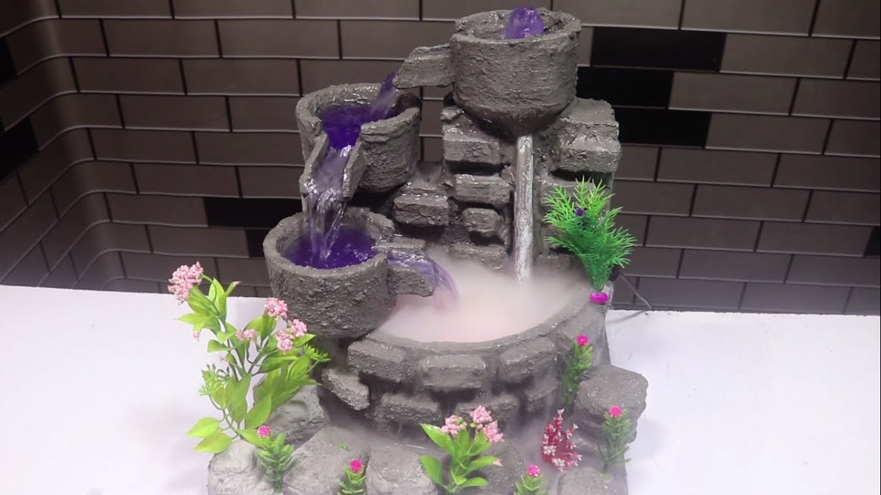 How to make a Beautiful Mini Indoor Garden design Water Fountain in Fog