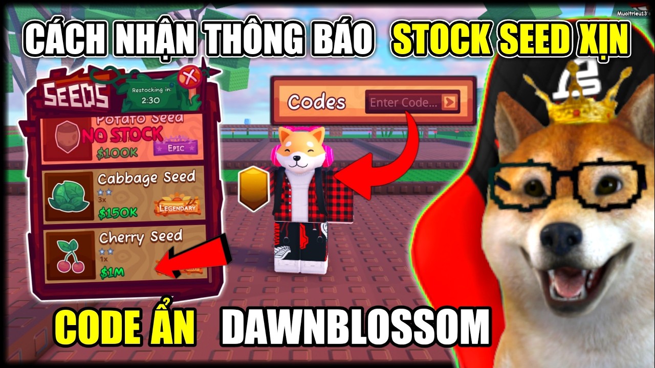 Cách Nhận Thông Báo STOCK Hạt Giống CHERRY Và CODE Ẩn Nhận Seed DAWNBLOSSOM Garden Horizons | Roblox