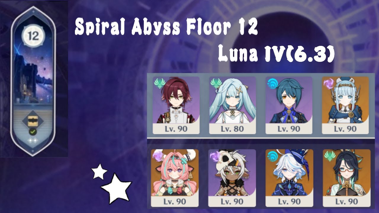 Spiral Abyss Floor 12 Luna 4(6.3) C6 Heizou Lunar Charged + C0 Varesa Electro-Charged Genshin Impact
