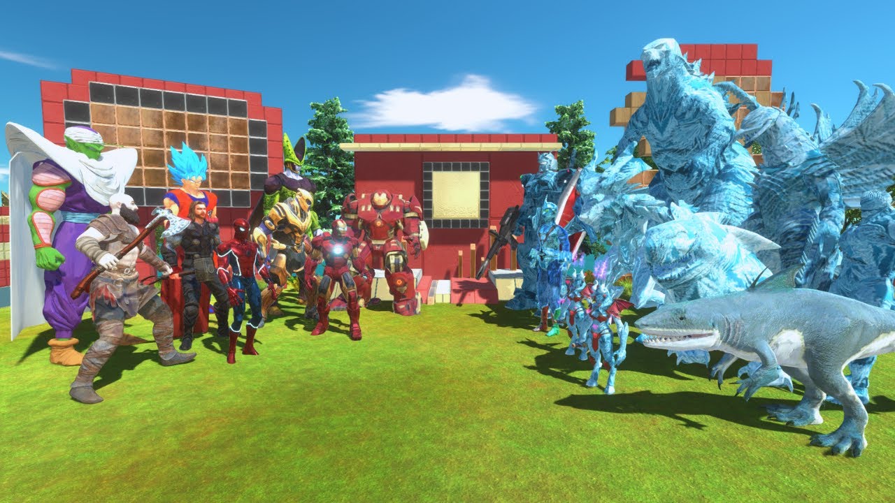 Team Dragon Ball Goku vs Godzilla Ice Frostbite - Animal Revolt Battle Simulator