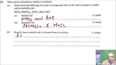 2020 KCSE CHEM PAPER 1 NO. 21
