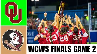 #1 Oklahoma vs #3 Florida State Full Game 2 | 2023 Women's College World Series Finals | FULL REPLAY