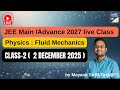 jee main /advance class 11 physics : fluid mechanics class-1(20 November 2025)