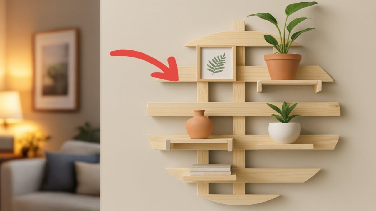 “You Won’t Believe This Round Wall Shelf Was Made From Scrap Wood! 😱🔥”