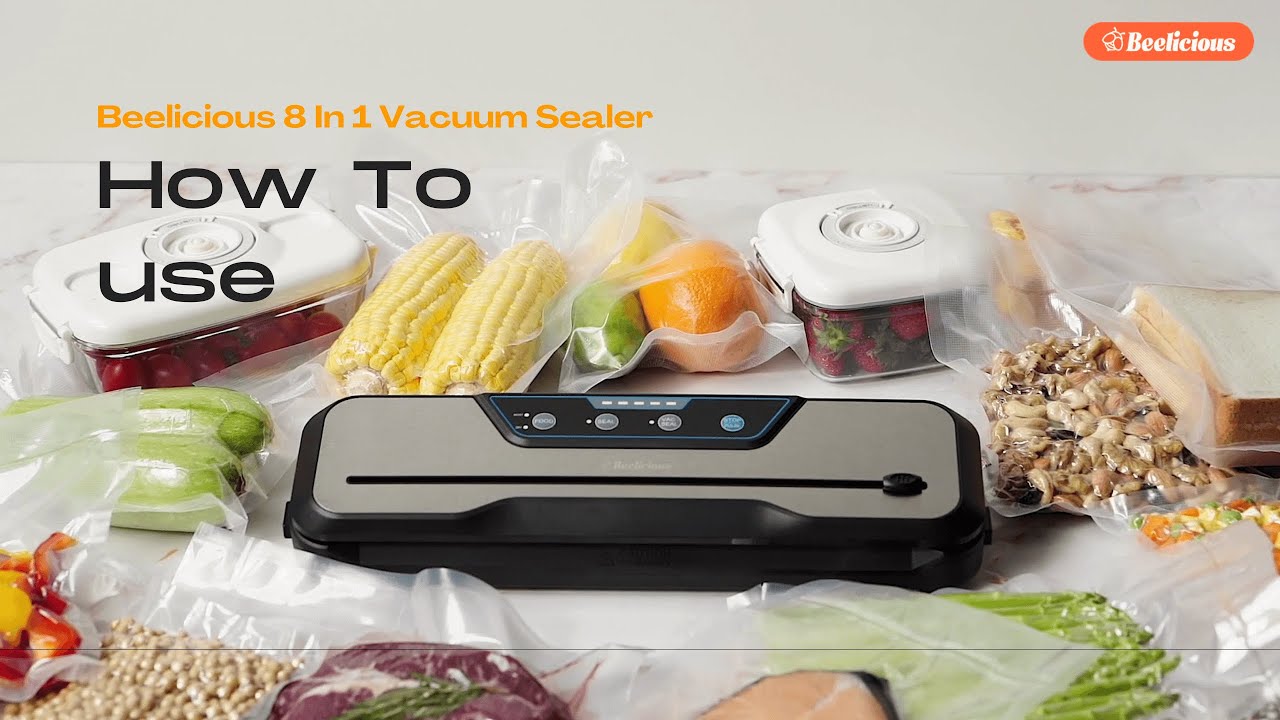 Vacuum Sealer Machine, Beelicious® 85KPA Fully Automatic 8-IN-1 Food Sealer  with Bags Storage, Build-in Cutter, Moist Mode and Air Suction Hose 