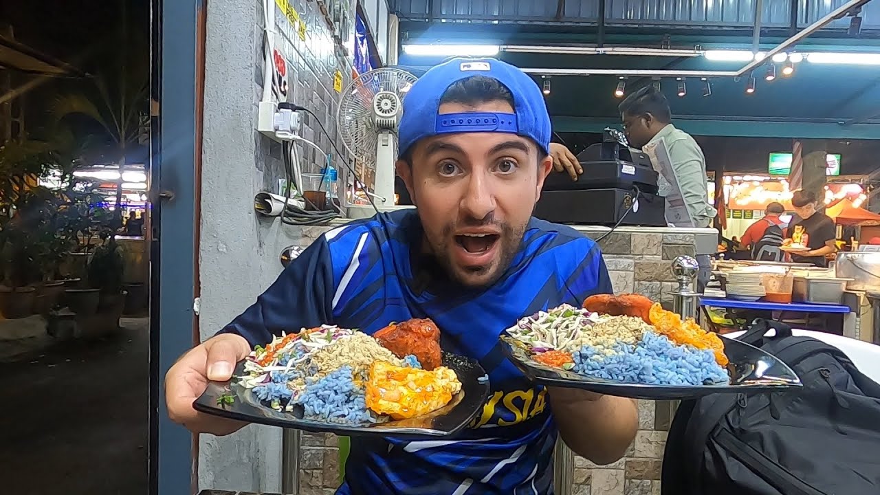 Malaysian Blue Rice Dish Nasi Kerabu For The First Time - YouTube
