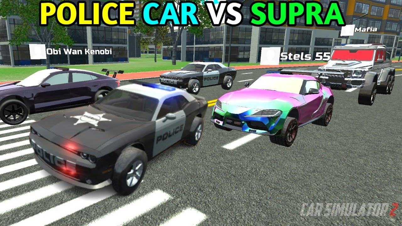 Racing Police Car Vs Supra | Car Simulator 2 Crazy Trevor - YouTube