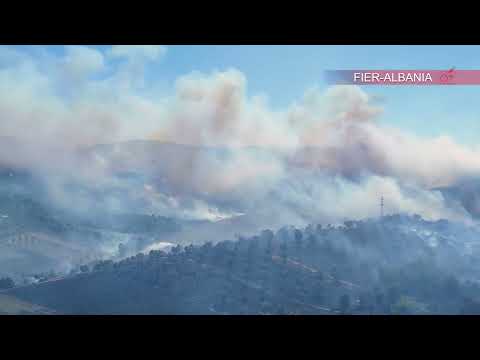🚨 Zjarri në Peshtan, Fier–Flakët Rrezikojnë Banesat | Ndërhyjnë Zjarrfikësit, Policia dhe Helikopter