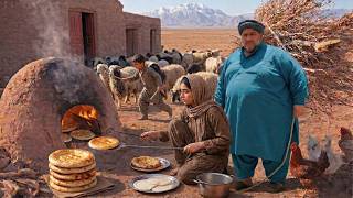 Life Of A Shepherd Family Baking Bread In The Desert - Iranian Nomad