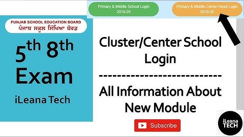 Primary & Middle Center Login || Cluster School || PSEB || iLeana Tech