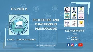 8.1.6 Procedure and Functions in Pseudocode - paper 2 #cambridge #computerscience #paper2